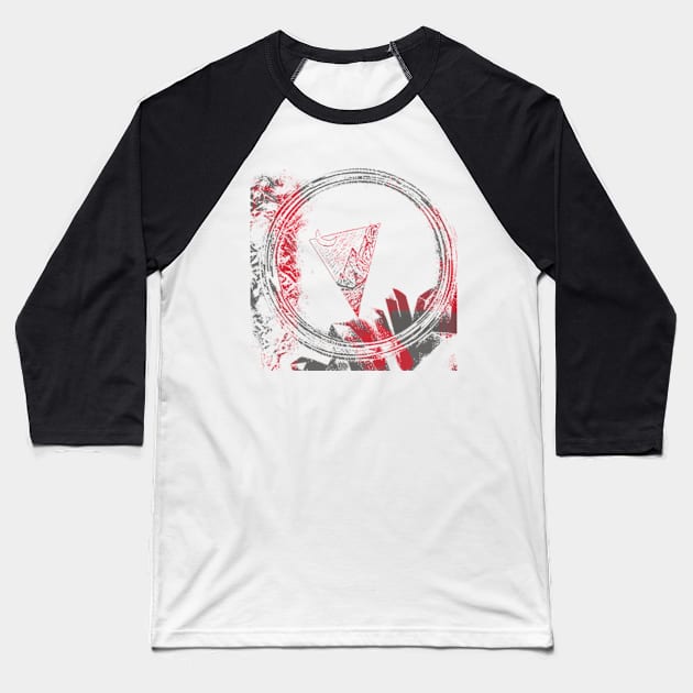 Iris red grey abstract design Baseball T-Shirt by katerina-ez